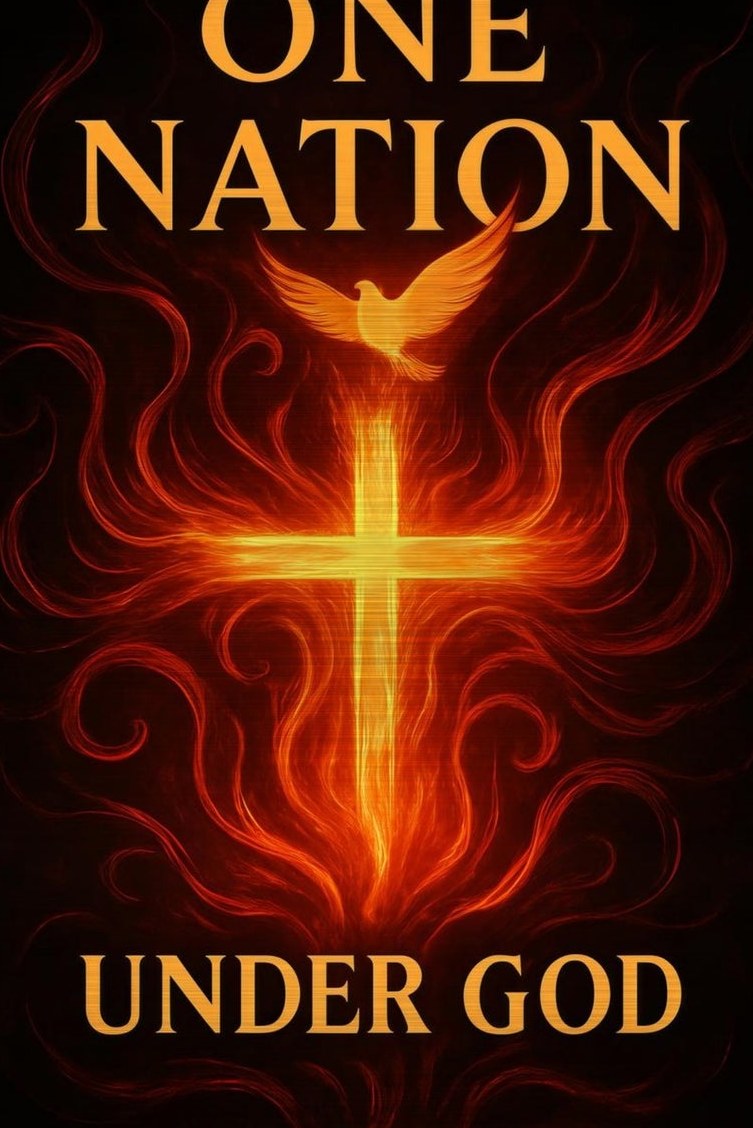 One Nation, Born in Fire, under God — detail of the artwork