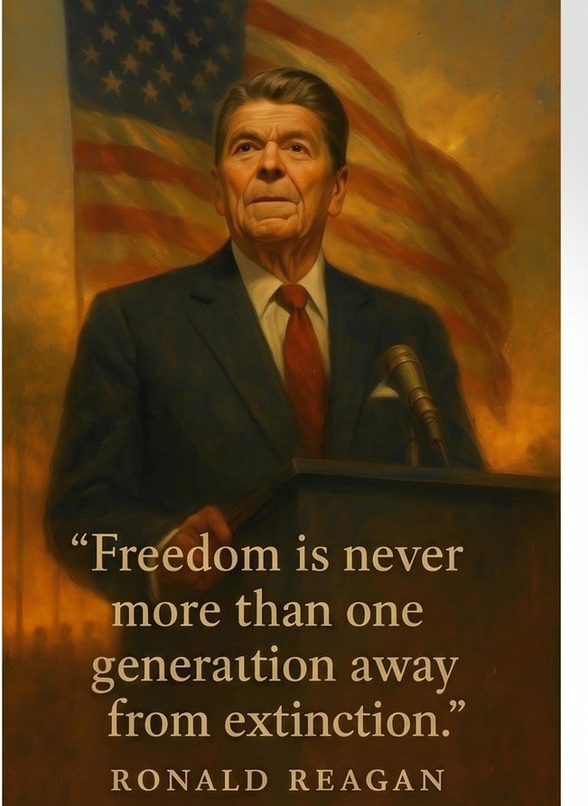 Ronald Reagan - Peace Through Strength — detail of the artwork