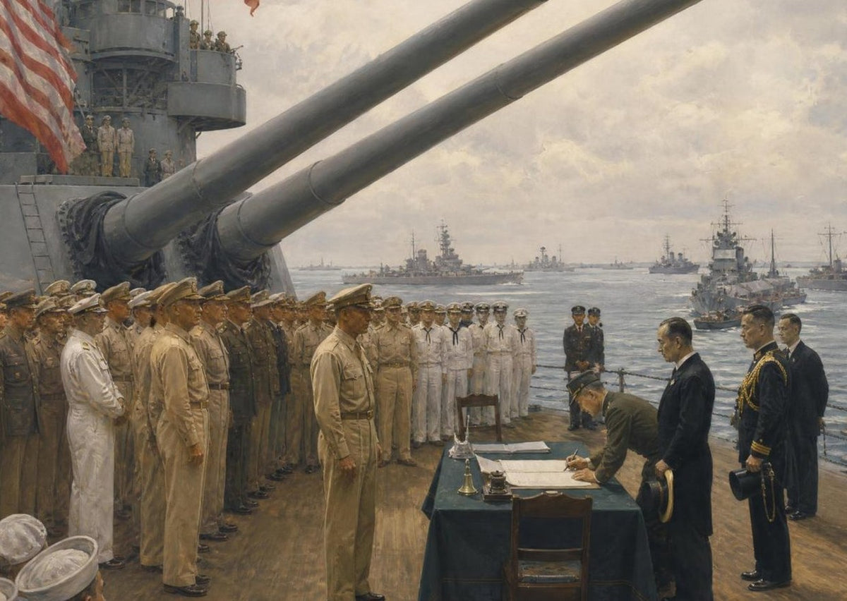 Surrender on the USS Missouri — detail of the artwork