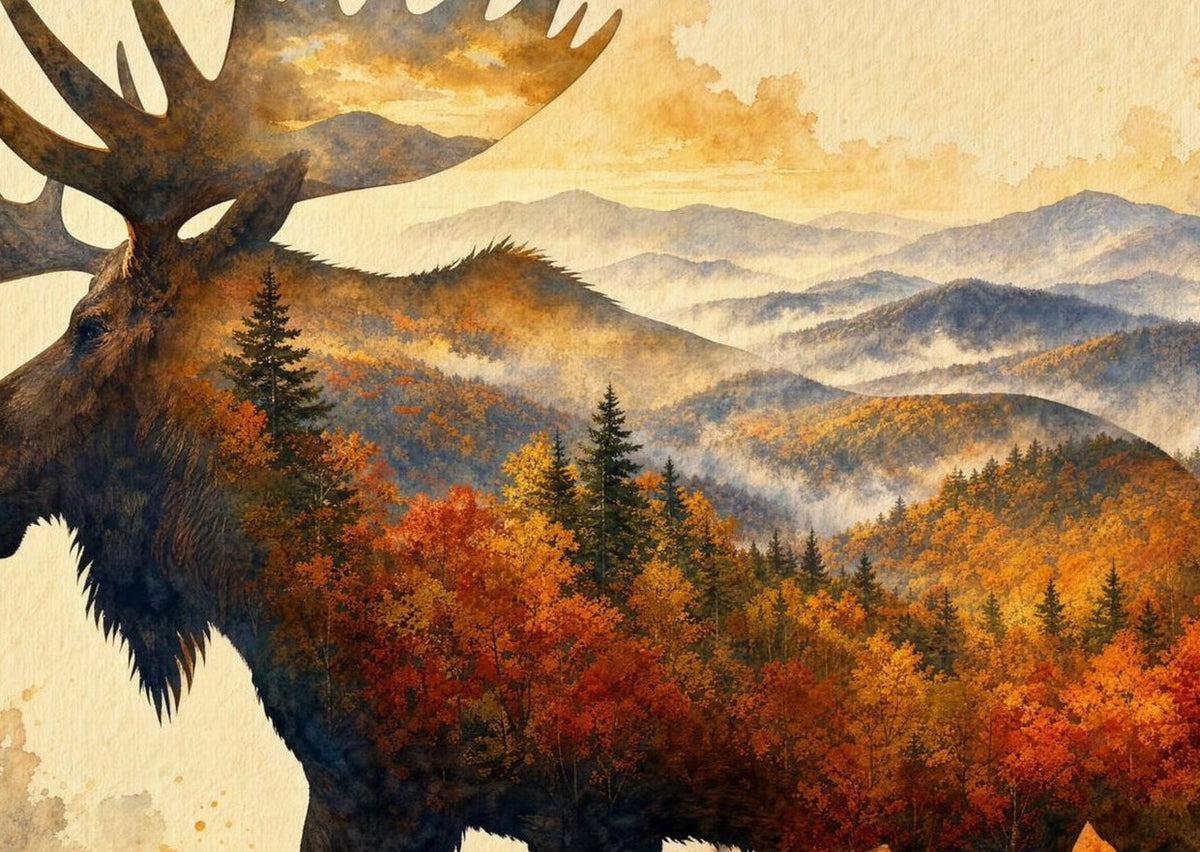 The Autumn Moose — Framed Print — detail of the artwork