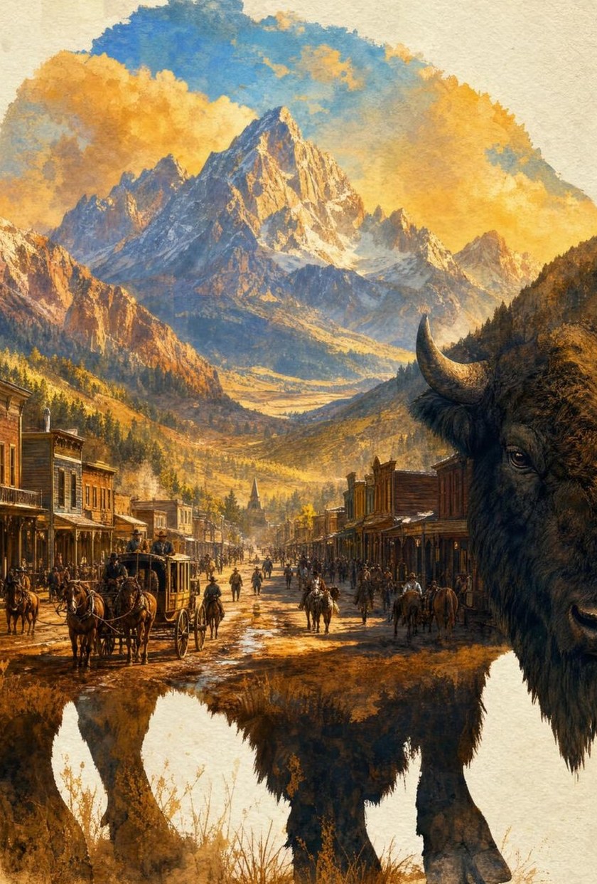The Frontier Bison — detail of the artwork