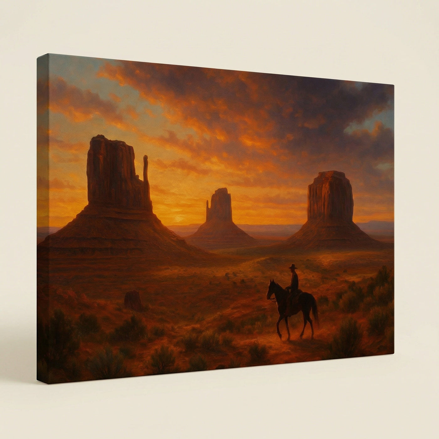 Cowboy Through Monument Valley — premium American wall art 1 | Canvas of America