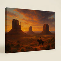 Cowboy Through Monument Valley — premium American wall art 1 | Canvas of America