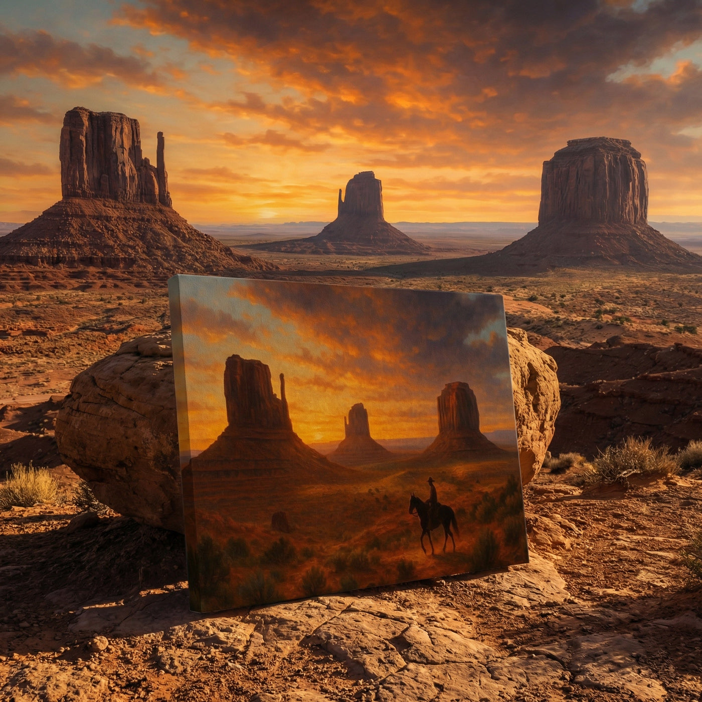 Cowboy Through Monument Valley — premium American wall art 2 | Canvas of America