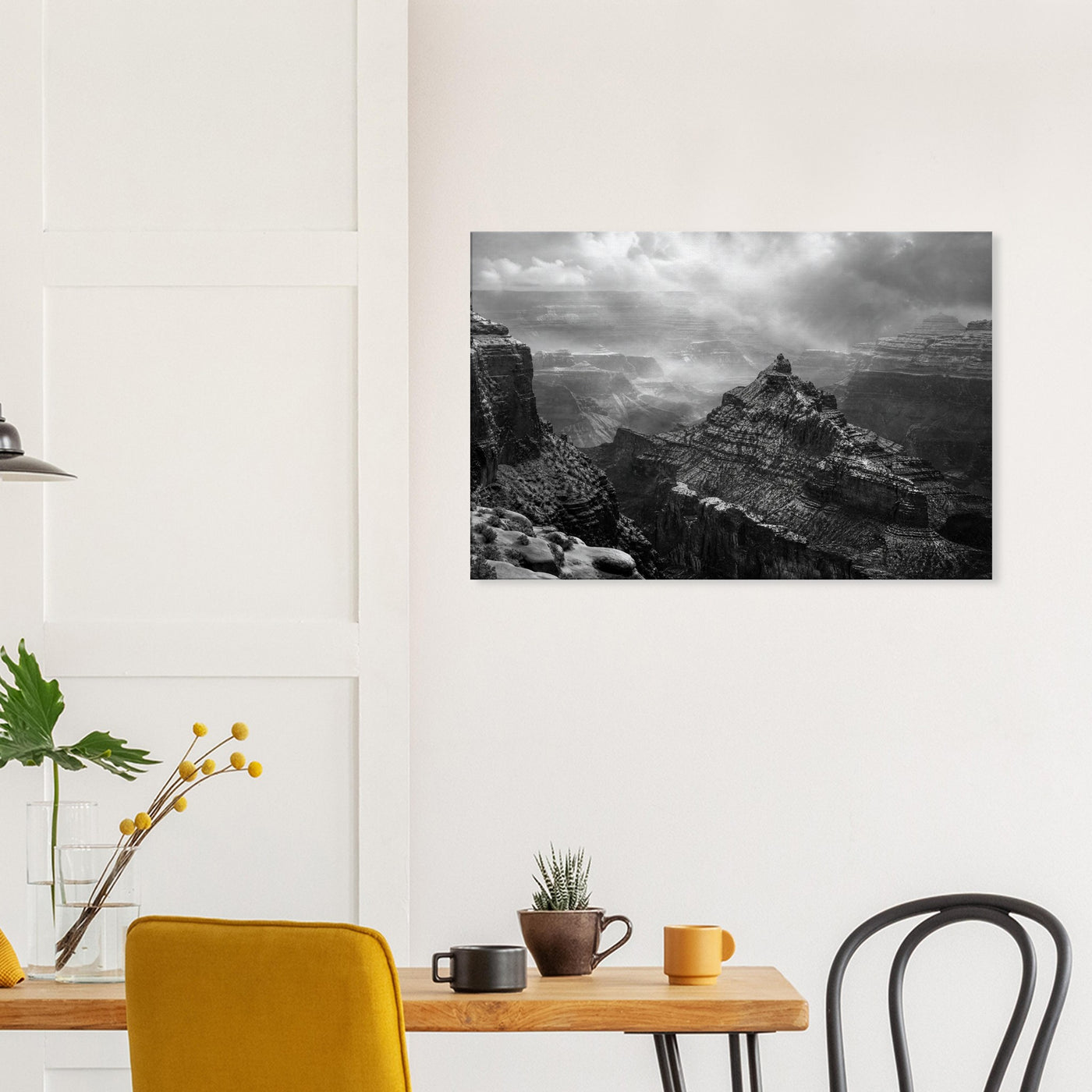 Canvas print of the Grand Canyon in winter — room view, ready to hang.