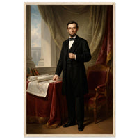 Framed standing portrait of President Abraham Lincoln, ready to hang.