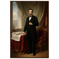 Framed standing portrait of President Abraham Lincoln, ready to hang.