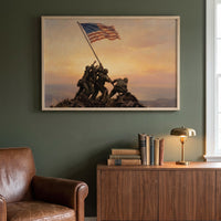Dawn Over Mount Suribachi framed print in a den