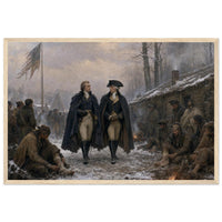 Framed print of Washington in prayer at Valley Forge, ready to hang.