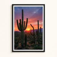 Desert Gold framed print, matte black frame, clean studio product view on premium semi-glossy paper.