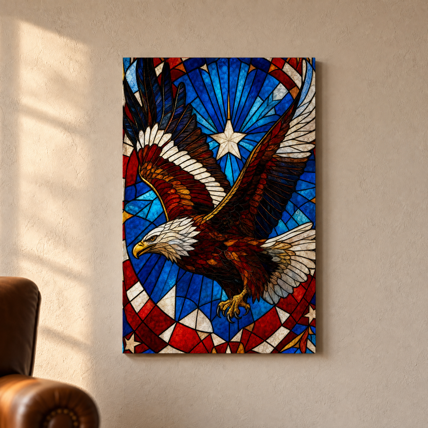 Liberty in Glass gallery-wrapped canvas hanging on a warm plaster wall — Canvas of America