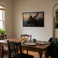 Washington Crossing the Delaware framed print in a lived-in dining room