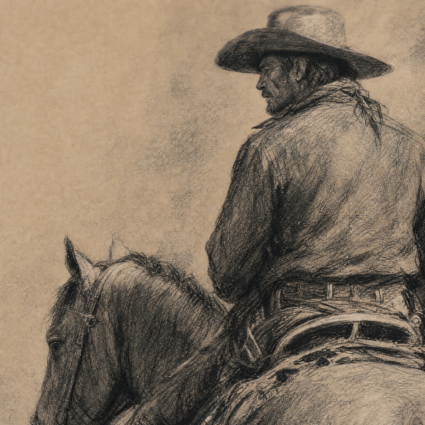The Cowboy print detail — flat charcoal print surface close-up