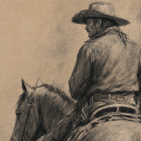 The Cowboy print detail — flat charcoal print surface close-up