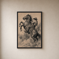 The Rodeo Rider framed print hanging on wall