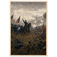 Framed print of a Civil War battlefield, ready to hang.