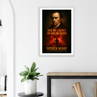 Framed Patrick Henry 'give me liberty' quote print, ready to hang.