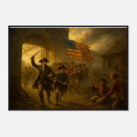 Framed print of the capture of Fort Ticonderoga, ready to hang.