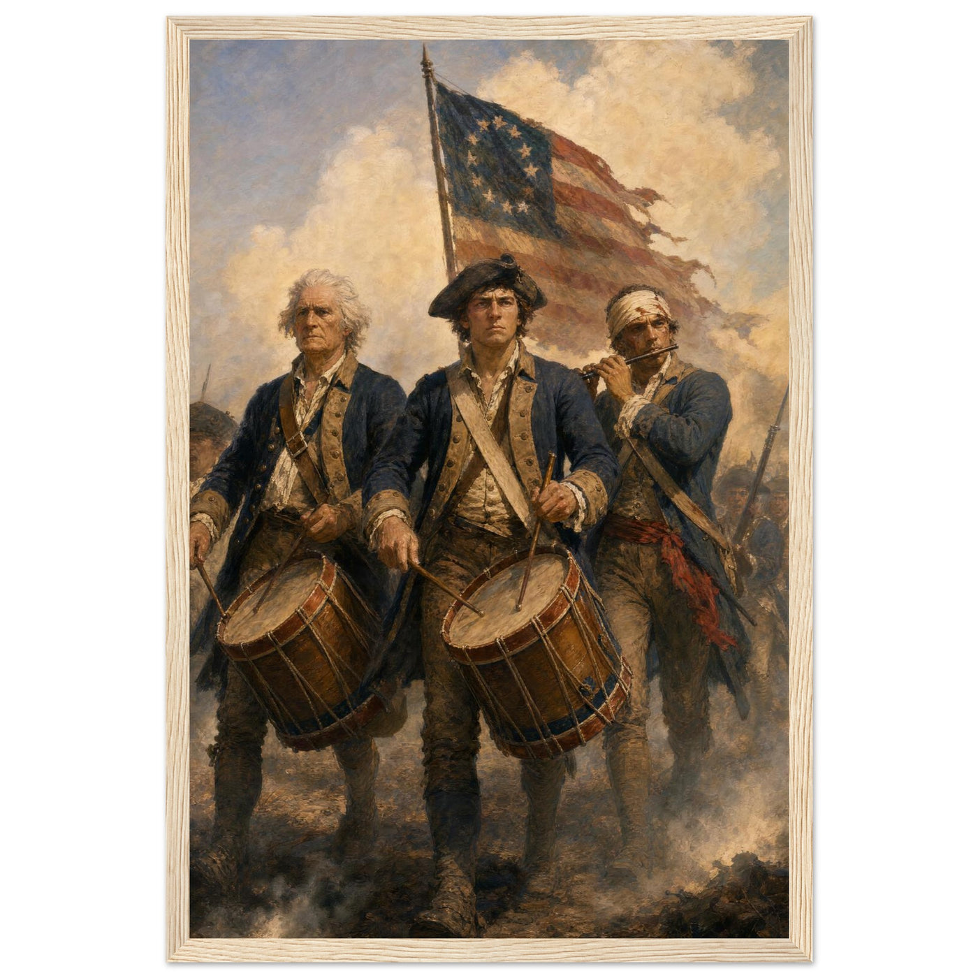 Framed print of 'The Spirit of '76' fife and drum, ready to hang.