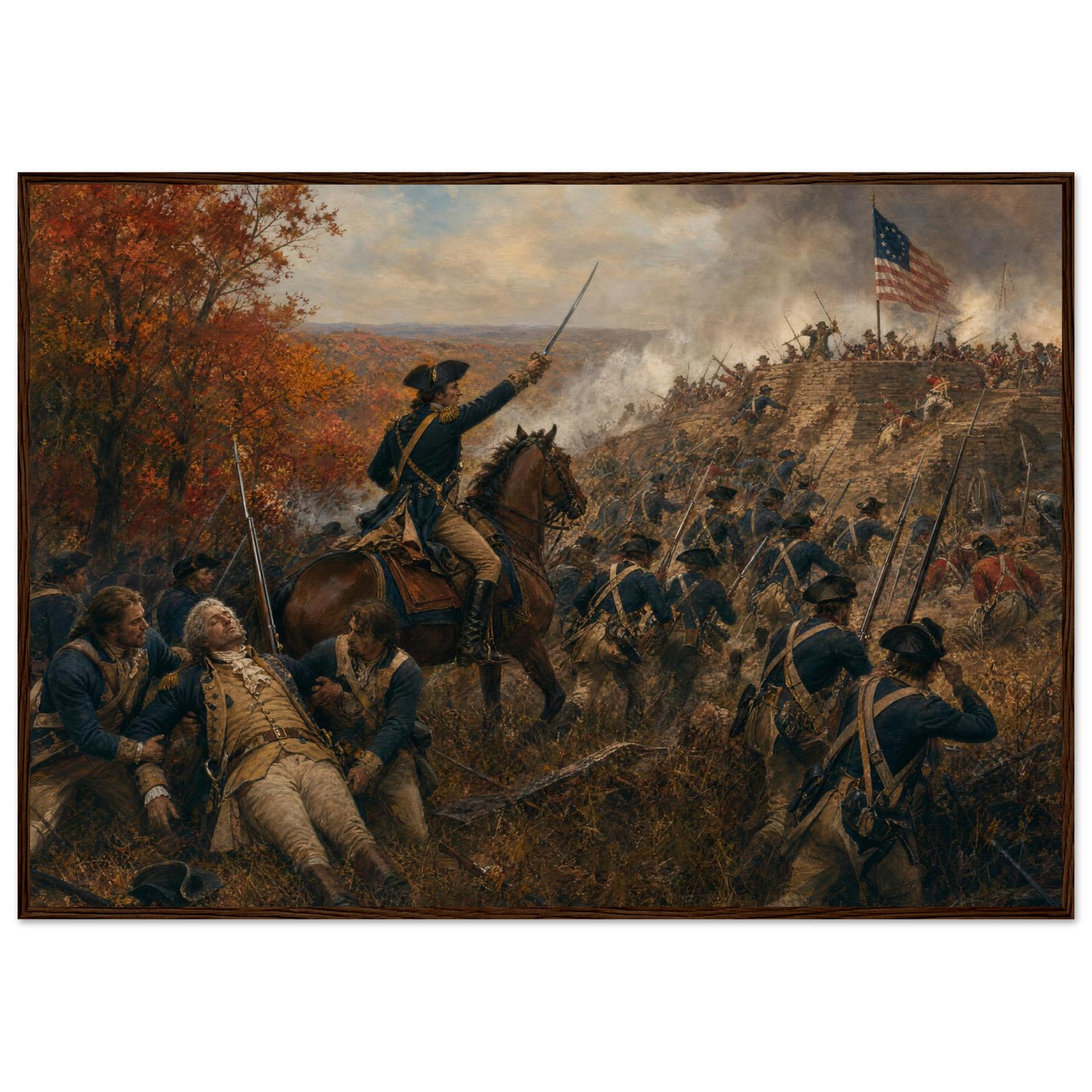 Framed print of the Spirit of '76 marching on, ready to hang.
