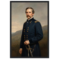 Framed portrait of a Union general, ready to hang.