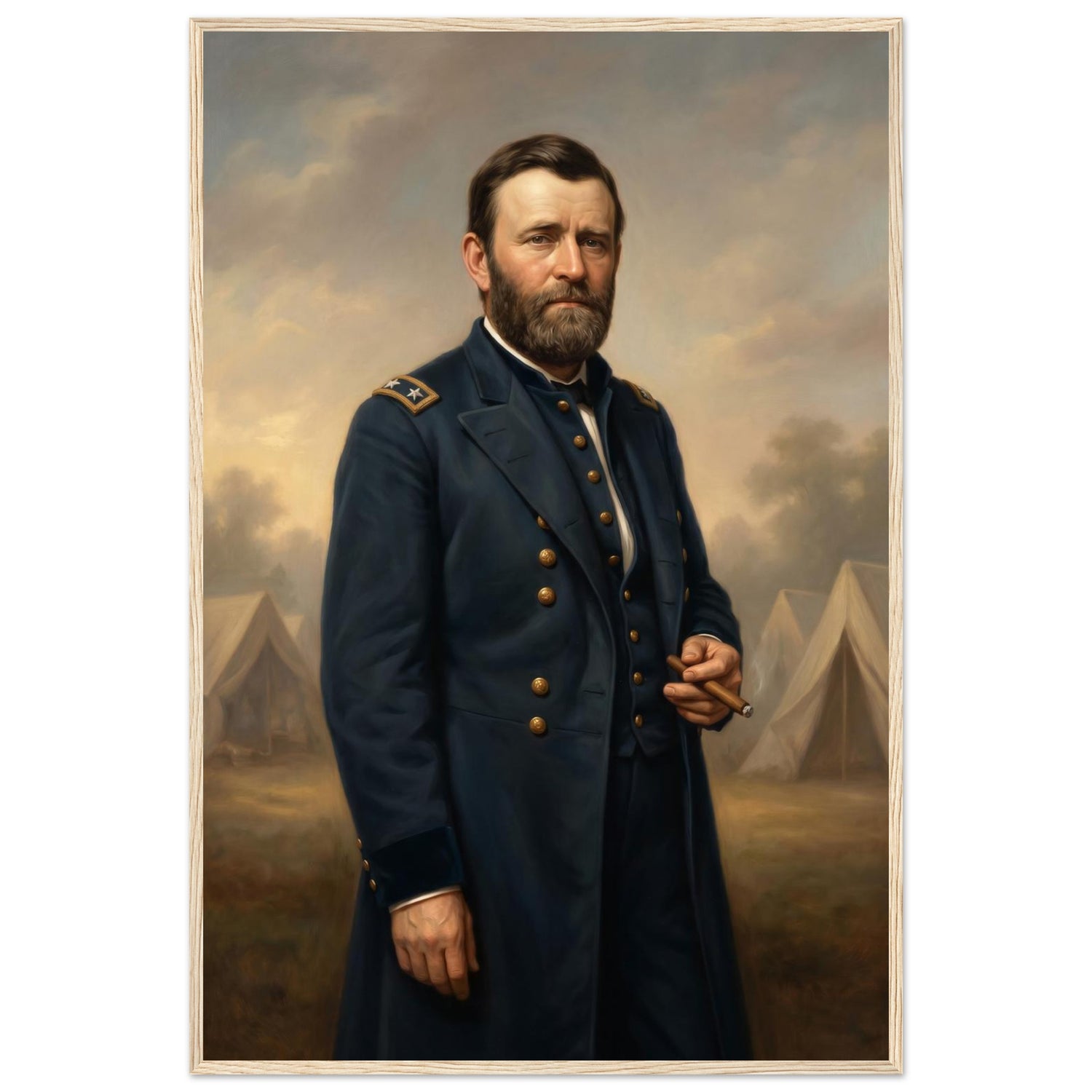 Framed standing portrait of General Ulysses S. Grant, ready to hang.
