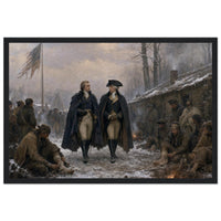 Framed print of Washington in prayer at Valley Forge, ready to hang.