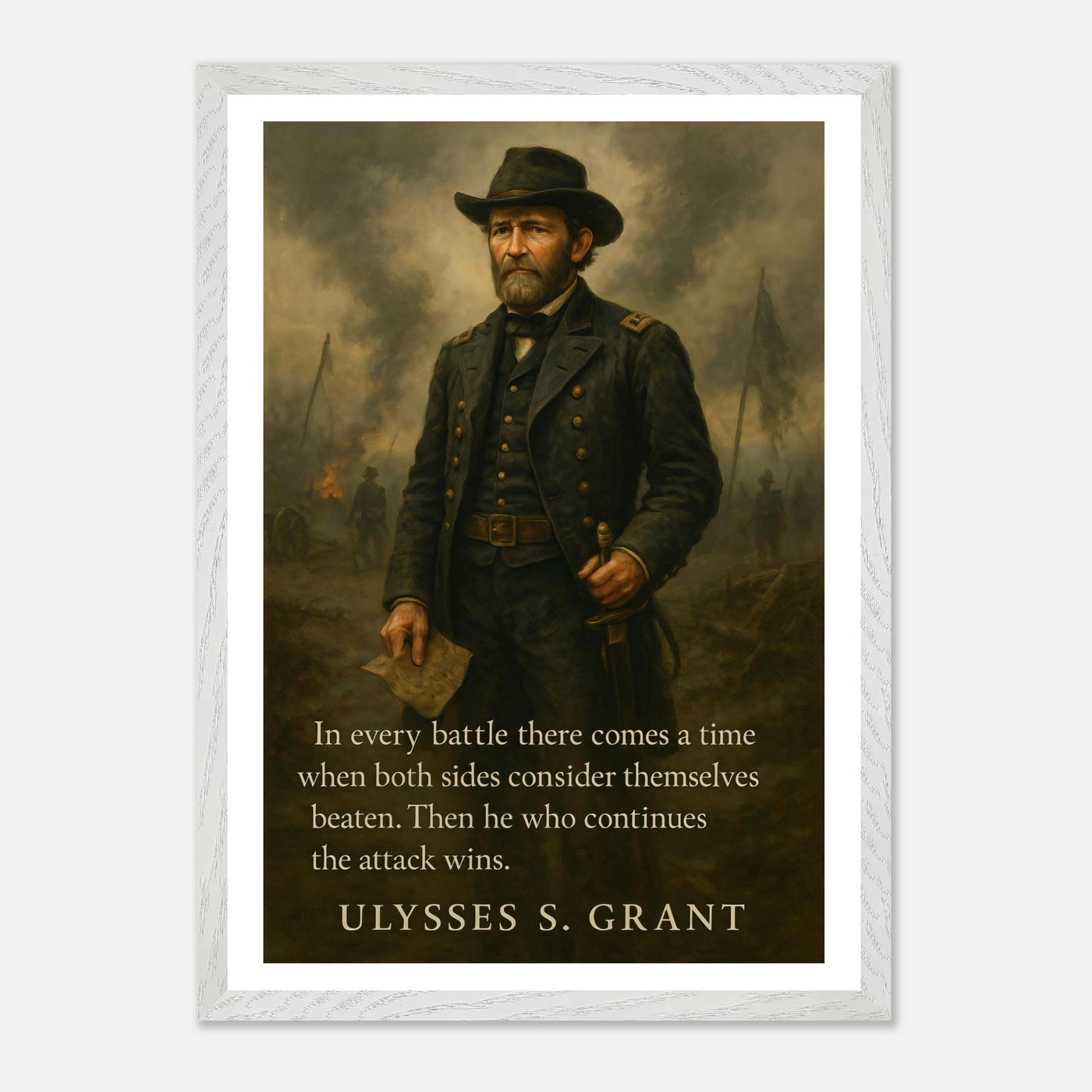 Framed portrait of General Ulysses S. Grant, ready to hang.