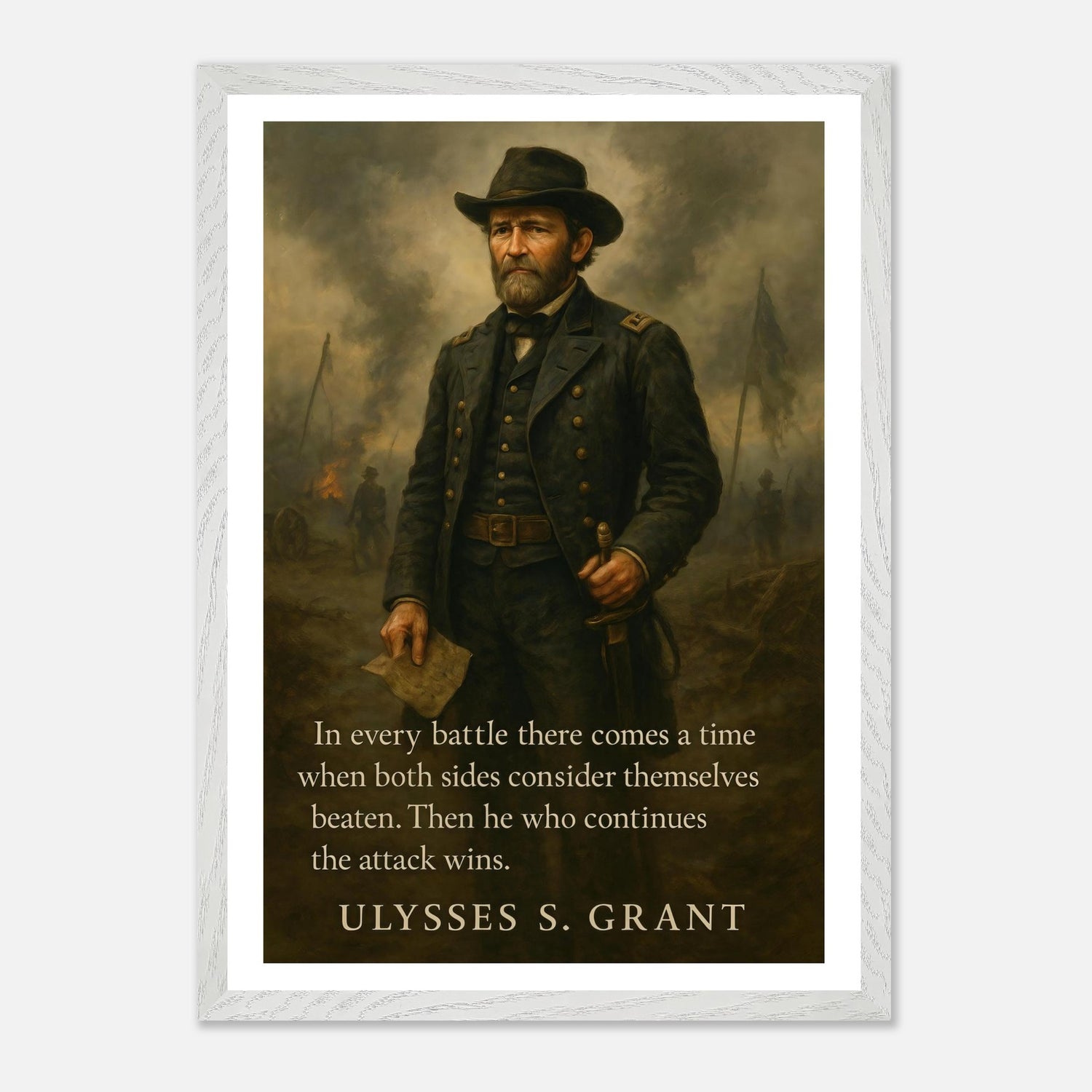 Framed portrait of General Ulysses S. Grant, ready to hang.