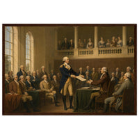 Framed print of Washington resigning his commission, ready to hang.