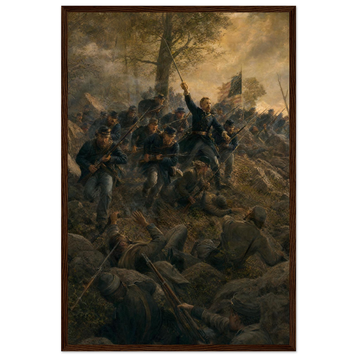 Framed print of the Battle of Nashville, ready to hang.
