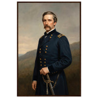 Framed portrait of a Union general, ready to hang.