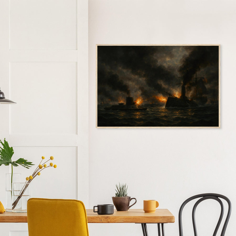 Battle of Hampton Road - The First Ironclad Clash – Canvas Art Print | Canvas of America