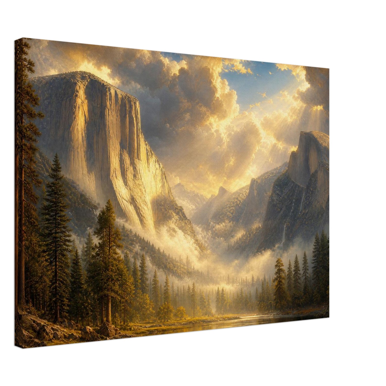 Canvas print of Yosemite Valley at dawn — room view, ready to hang.