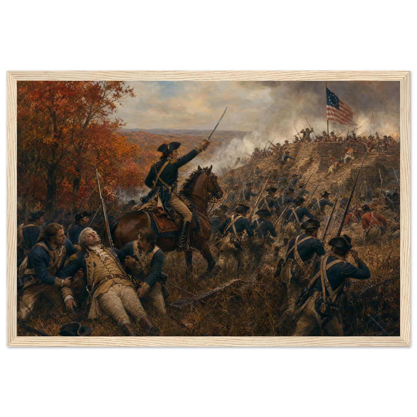 Framed print of the Spirit of '76 marching on, ready to hang.