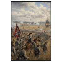 Framed print of the first charge at Manassas, ready to hang.