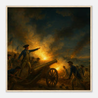 Framed print of the French and American allies at Yorktown, ready to hang.
