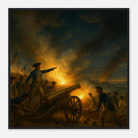 Framed print of the French and American allies at Yorktown, ready to hang.