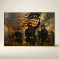 Framed print honoring generations of American soldiers, ready to hang.