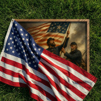 Framed print honoring generations of American soldiers, ready to hang.
