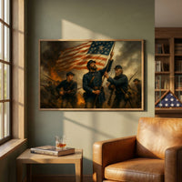 Framed print honoring generations of American soldiers, ready to hang.