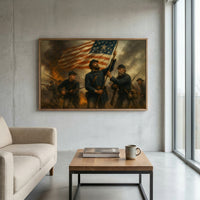 Framed print honoring generations of American soldiers, ready to hang.