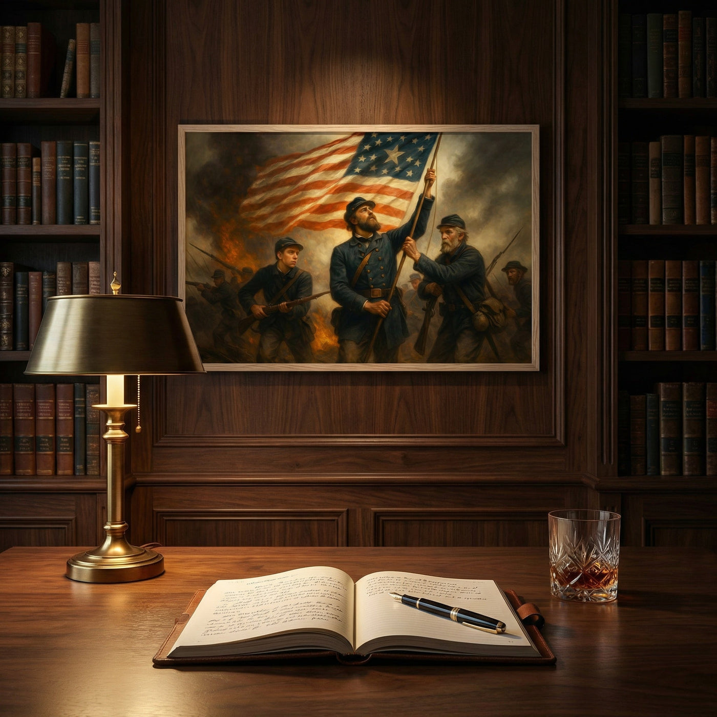 Framed print honoring generations of American soldiers, ready to hang.