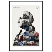 Wooden framed poster of George Washington, ready to hang.