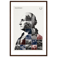 Wooden framed poster of George Washington, ready to hang.