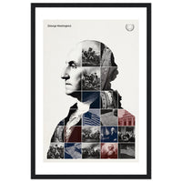 Wooden framed poster of George Washington, ready to hang.