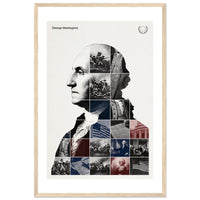 Wooden framed poster of George Washington, ready to hang.