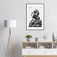 Wooden framed poster of George Washington, ready to hang.