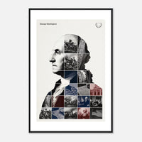 Wooden framed poster of George Washington, ready to hang.