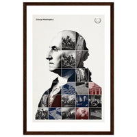 Wooden framed poster of George Washington, ready to hang.